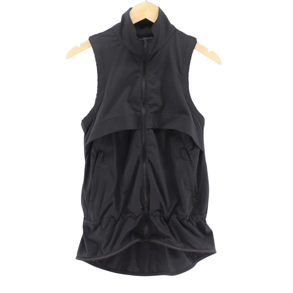 Lululemon Sz 6 Kicking Asphalt Vest Reflective Full Zip Black Sporty